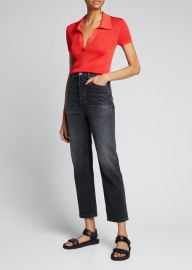 Alice  Olivia Daralee Fitted Short-Sleeve Polo Top - at Bergdorf Goodman