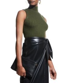 Alice  Olivia Darina Cable-Knit Mock-Neck Fitted Tank at Neiman Marcus