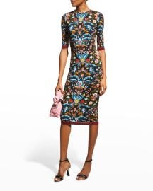 Alice  Olivia Delora Fitted Crewneck Dress at Neiman Marcus