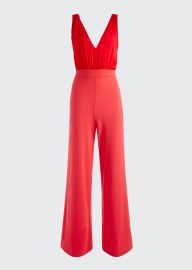 Alice  Olivia Gale Deep V-Neck Jumpsuit - at Bergdorf Goodman