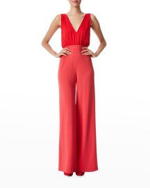 Alice  Olivia Gale Deep V-Neck Jumpsuit at Neiman Marcus