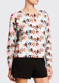 Alice  Olivia Gleeson Printed Boxy Pullover Sweater - at Bergdorf Goodman