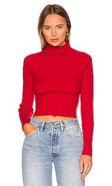 Alice  Olivia Irena Mock Neck Cropped Rib Sweater in Bright Poppy at Revolve