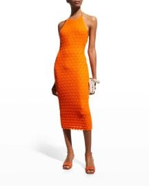 Alice  Olivia Jone Halter Midi Dress at Neiman Marcus