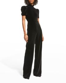 Alice  Olivia Jorah High-Neck Wide-Leg Jumpsuit at Neiman Marcus