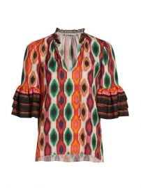 Alice  Olivia Julius Pattern Tier-Sleeve Tunic Top  SaksFifthAvenue at Saks Fifth Avenue