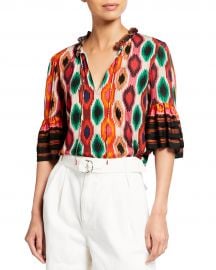 Alice  Olivia Julius Tiered-Sleeve Tunic Top at Neiman Marcus