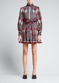 Alice  Olivia Mina Button-Front Godet Dress w Belt - at Bergdorf Goodman