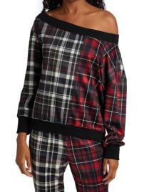 Alice  Olivia Natalie Off-The-ShoulderPlaid Sweatshirt on SALE at Saks Off 5th