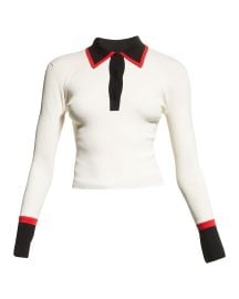 Alice  Olivia Pia Ribbed Polo Shirt at Neiman Marcus