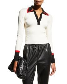 Alice  Olivia Pia Ribbed Polo Shirt at Neiman Marcus