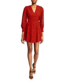 Alice  Olivia Polly Animal-Print Strong-Shoulder Dress at Neiman Marcus