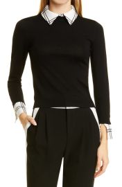 Alice  Olivia Porla Convertible Collar and Cuffs Stretch Wool Sweater at Nordstrom