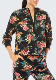 Alice  Olivia Quinlan Half-Zip Floral Hoodie - at Bergdorf Goodman