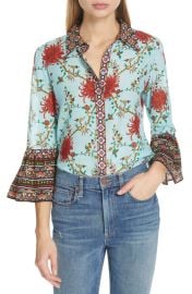 Alice  Olivia Rana Ruffle Sleeve Blouse at Nordstrom