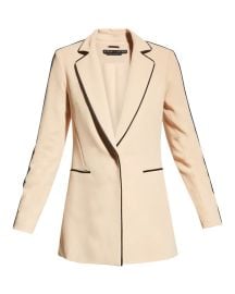 Alice  Olivia Valeria Fitted Long Blazer w Piping at Neiman Marcus