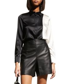 Alice  Olivia Willa Combo Placket Top at Neiman Marcus