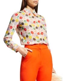 Alice  Olivia Willa Placket Top w Piping at Neiman Marcus