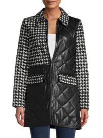 Alice  Olivia by Stacey Bendet Susan Quilted Faux Leather amp Houndstooth Carcoat on SALE at Saks Off 5th