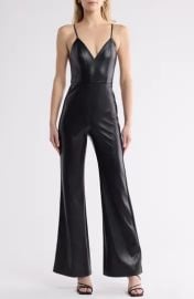 Alice And Olivia Christena Wide Leg Faux Leather Jumpsuit at Nordstrom Rack