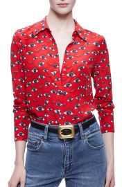 Alice And Olivia Willa Eye Print Silk Blouse at Nordstrom Rack