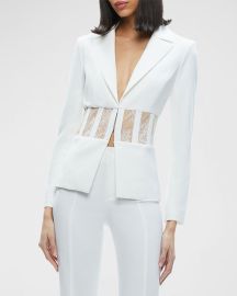 Alice Olivia Alexia Fitted Sheer Lace Corset Blazer at Neiman Marcus