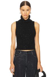 Alice Olivia Alma Shell Heatset Stones Sweater In Black at Revolve