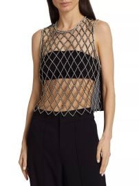 Alice Olivia Amal Embellished Net Tank at Saks Fifth Avenue