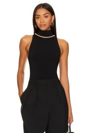 Alice Olivia Annalee Beaded Mock Neck Knit Tank at Revolve