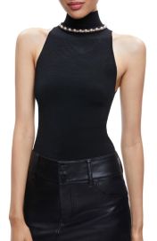 Alice Olivia Annalee Beaded Mock Neck Knit Tank at Nordstrom