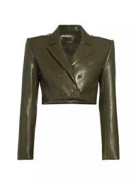 Alice Olivia Anthony Cropped Faux Leather Blazer at Saks Fifth Avenue