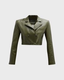 Alice Olivia Anthony Cropped Faux Leather Blazer at Neiman Marcus