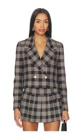 Alice Olivia Avery Double Breasted Blazer In Black Multi at Revolve