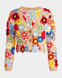 Alice Olivia Bradley Cropped Floral Crochet Cardigan at Neiman Marcus