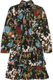 Alice Olivia Breann tiered floral-print satin-crepe dress at Net A Porter