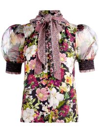 Alice Olivia Brentley floral print puff sleeve blouse at Farfetch