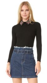 Alice Olivia Brooke Embroidered Bird Collar Sweater at Shopbop