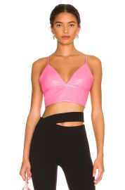 Alice Olivia Carli Vegan Leather Bra Top at Revolve