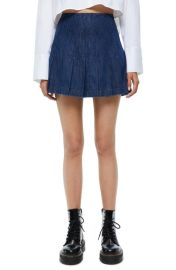 Alice Olivia Carter Pleated Denim Miniskirt at Nordstrom