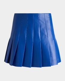 Alice Olivia Carter Pleated Faux Leather Miniskirt at Neiman Marcus