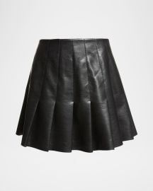 Alice Olivia Carter Vegan Leather Pleated Mini Skirt at Neiman Marcus