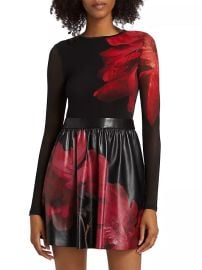 Alice Olivia Chara Faux Leather Mesh Dress at Saks Fifth Avenue