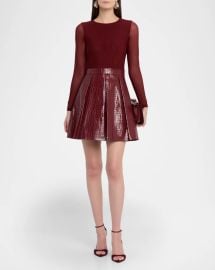 Alice Olivia Chara Vegan Leather Croc Mini Dress at Neiman Marcus
