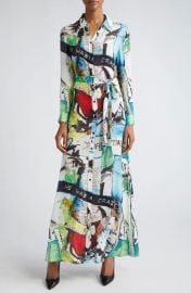 Alice Olivia Chassidy Abstract Print Long Sleeve Maxi Shirtdress at Nordstrom