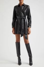 Alice Olivia Chassidy Belted Faux Leather Shirtdress at Nordstrom