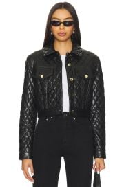Alice Olivia Chloe Quilted Faux Leather Jacket In Black at Revolve
