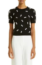 Alice Olivia Ciara Bow Detail Stretch Wool Sweater at Nordstrom