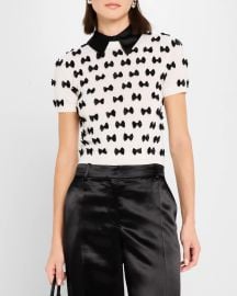 Alice Olivia Ciara Bow Short-Sleeve Pullover at Neiman Marcus