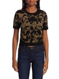 Alice Olivia Ciara Jacquard Knit Crop Sweater on SALE Saks OFF 5TH at Saks Off 5th