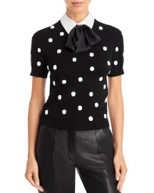 Alice Olivia Ciara Woven Collar Knit Top at Bloomingdales